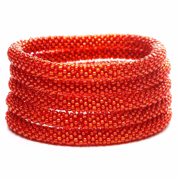 Ruby Sparkle Bracelet - Seed Bead Jewelry STack - Cana Capri