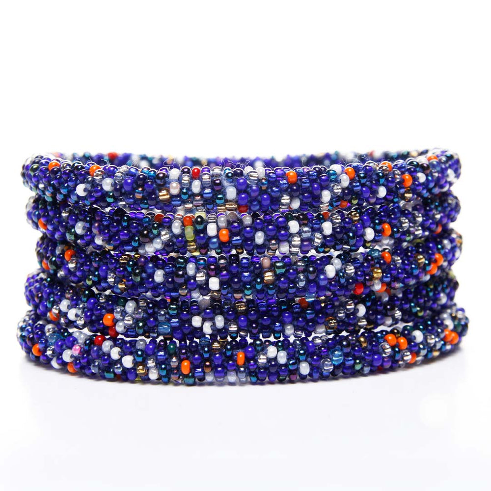 Sapphire Blue Confetti Beaded Bracelet Stack