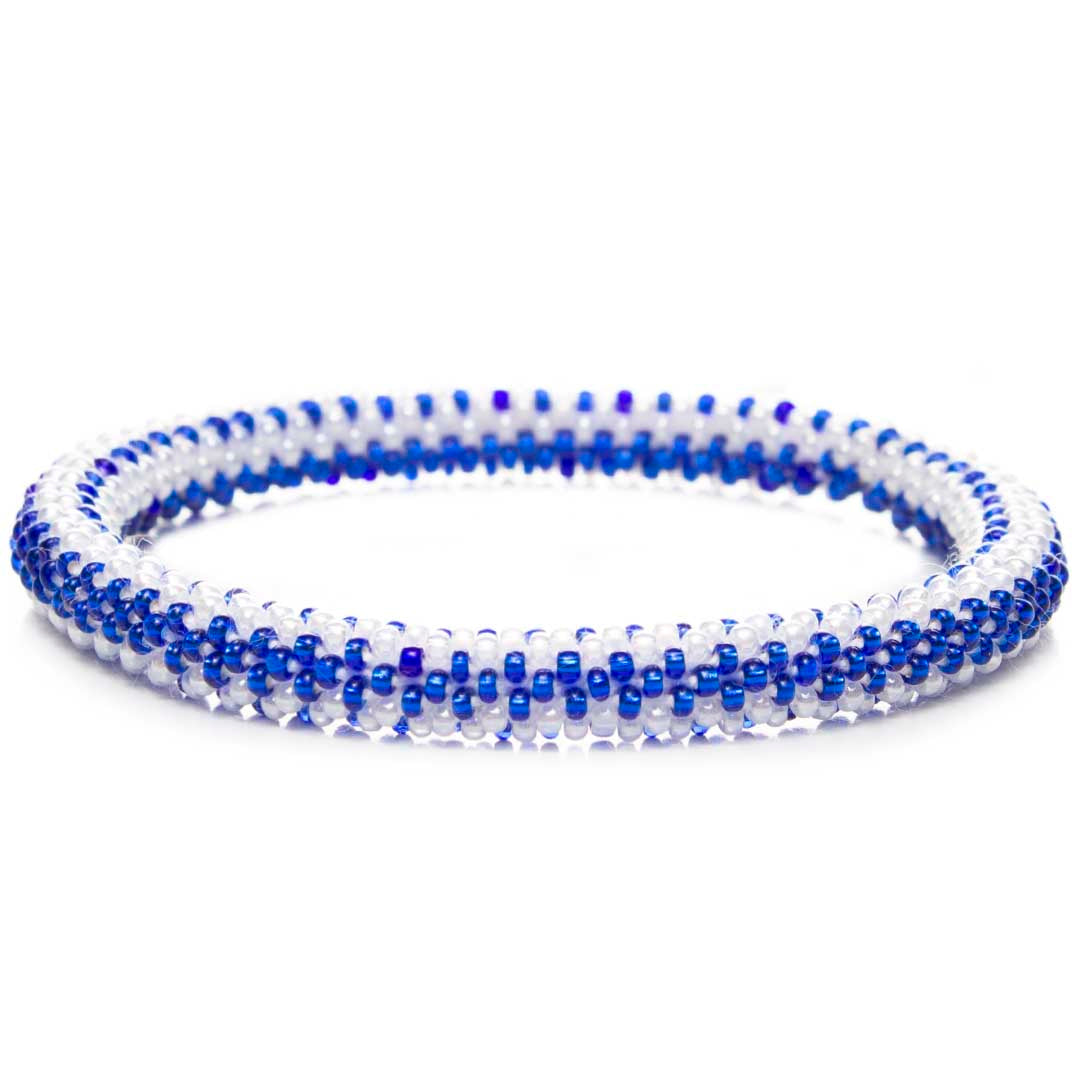 Sapphires & Pearls Handmade Beaded Seed Bead Bracelet for Women
