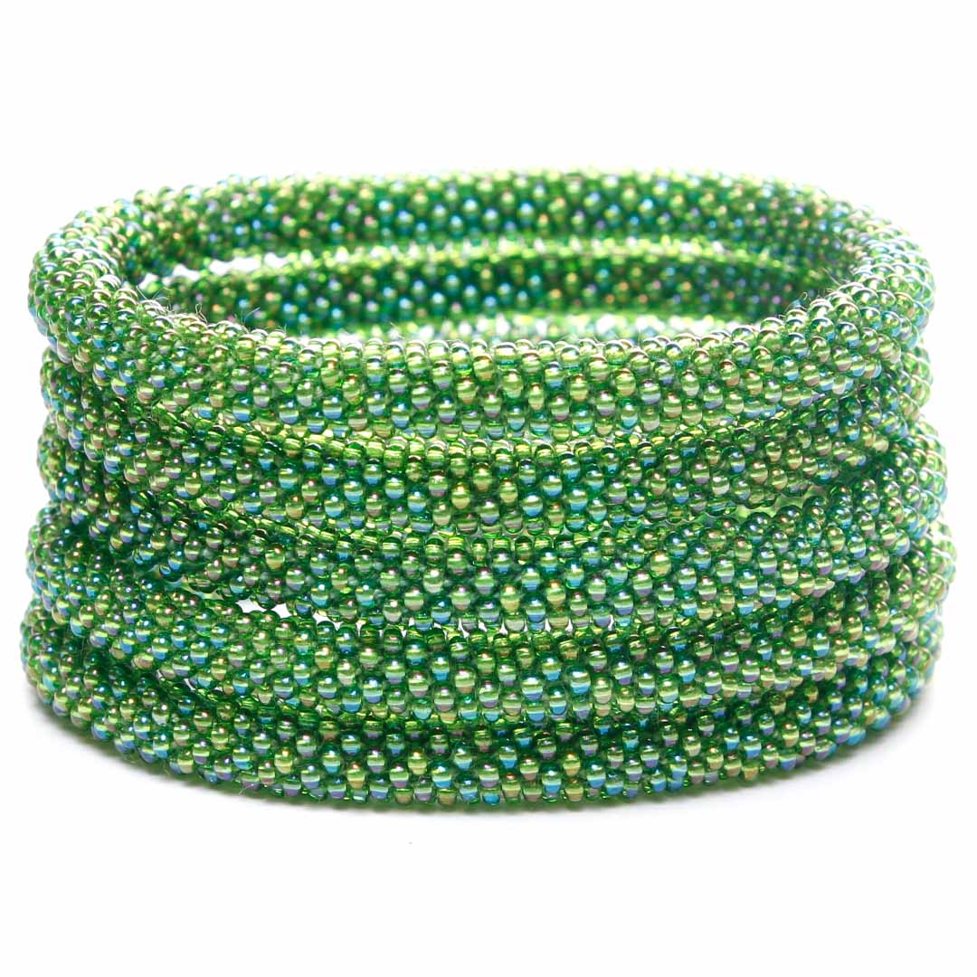 Sea Glass Shimmer Bracelet - Seed Bead Jewelry Stack - Cana Capri