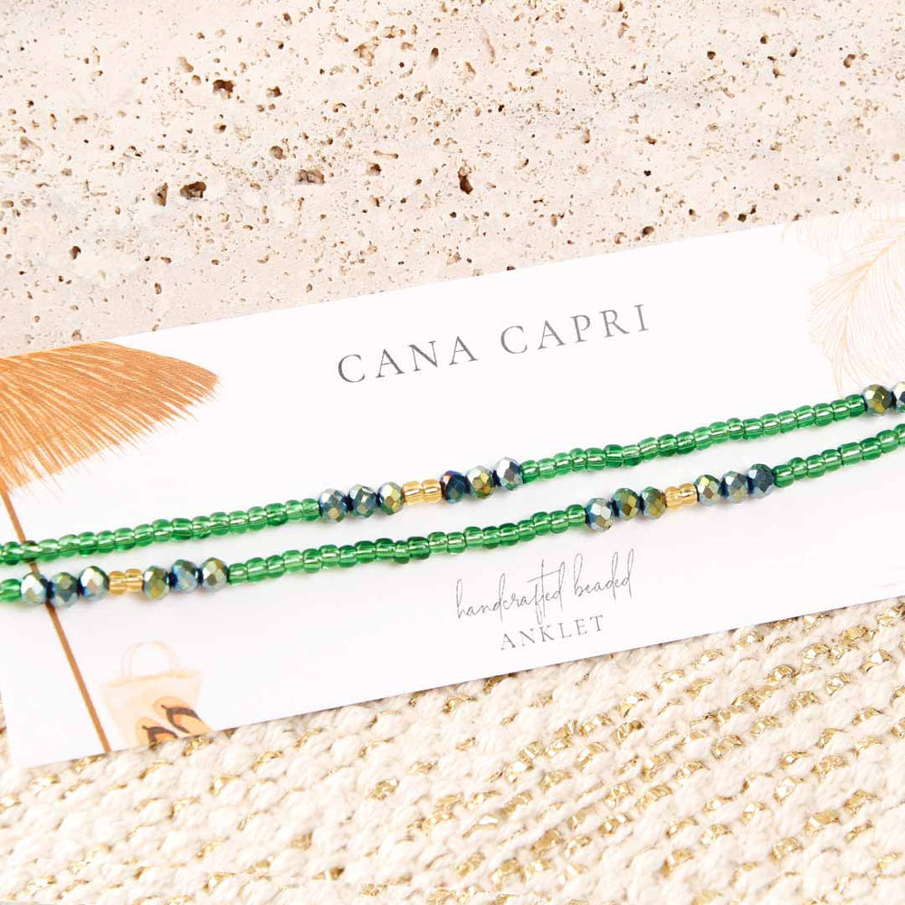 Sea Mermaid Beaded Ankle Bracelet - Handmade Artisan Jewelry - Packaging - Cana Capri