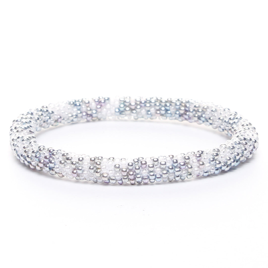 Silver Snow Confetti Beaded Bracelet for Women-1