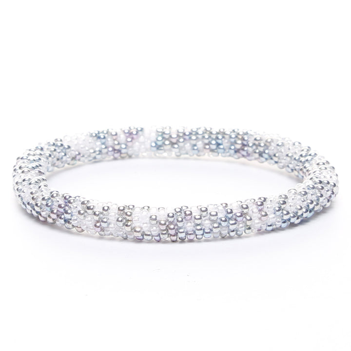 Silver Snow Confetti Beaded Bracelet for Women-1
