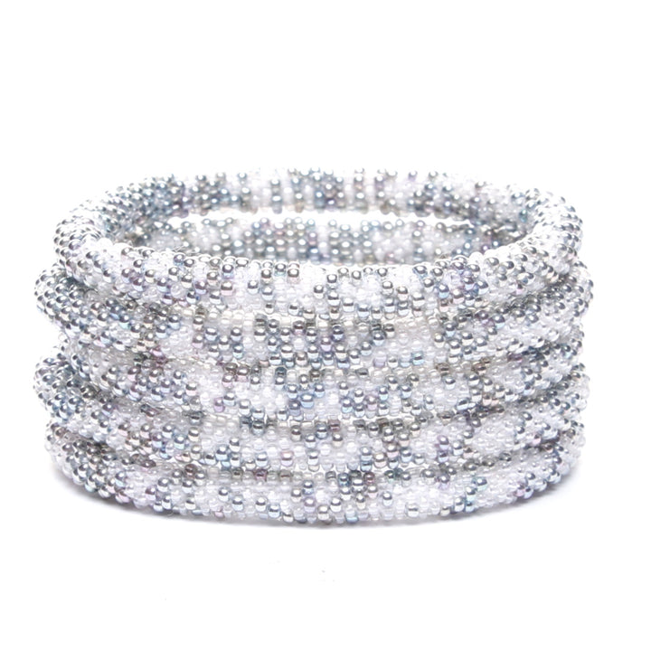 Silver Snow Confetti Beaded Bracelet for Women-2