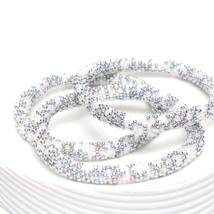 Silver Snow Confetti Beaded Bracelet for Women-3 Side