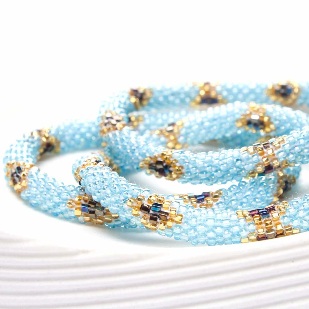 Sky Blue Diamonds Beaded Bracelet-Side