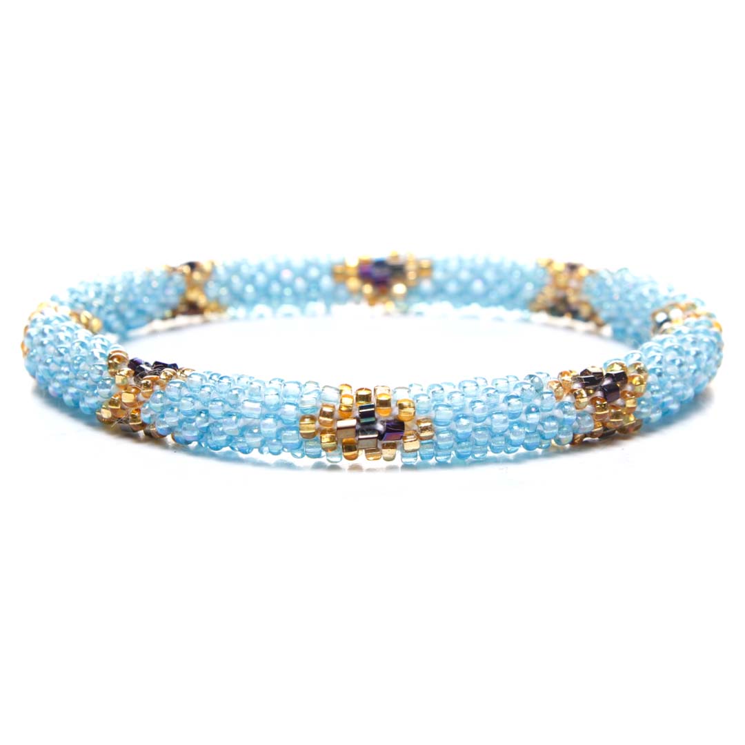 Sky Blue Diamonds Beaded Bracelet-Front