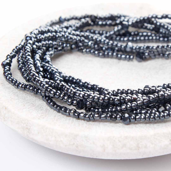 Slate Gray Beaded Anklet-3