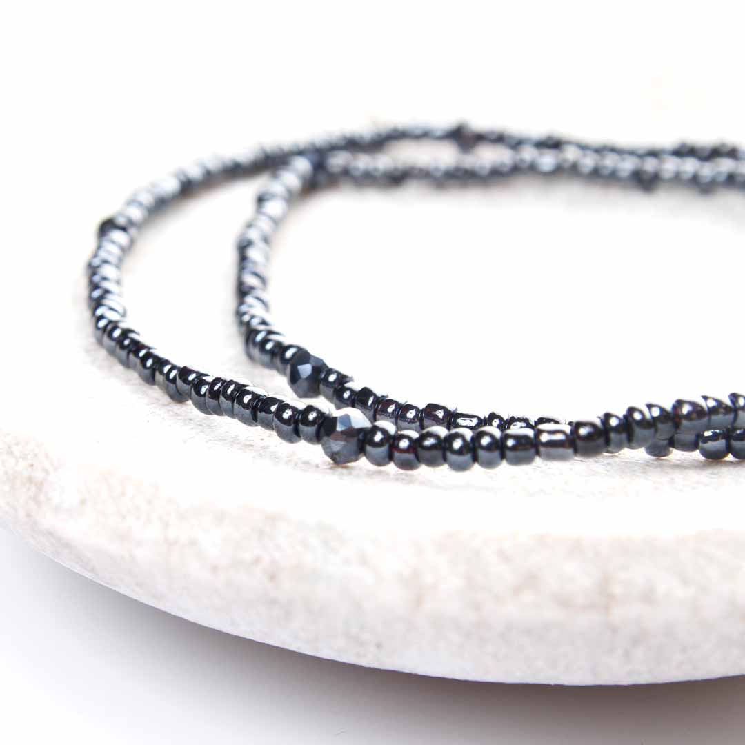 Slate Gray Beaded Anklet-2