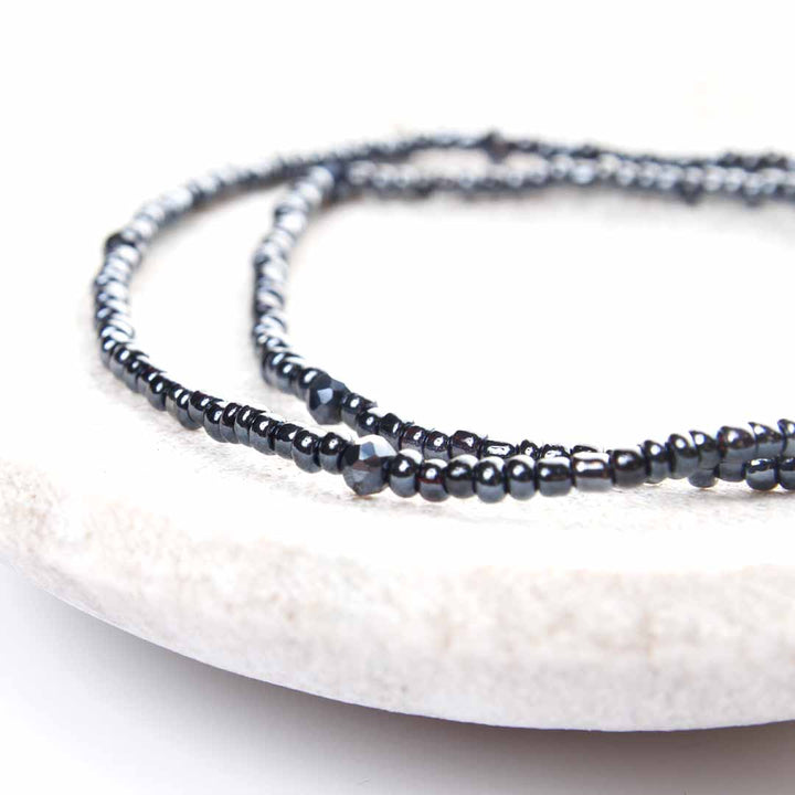 Slate Gray Beaded Anklet-2