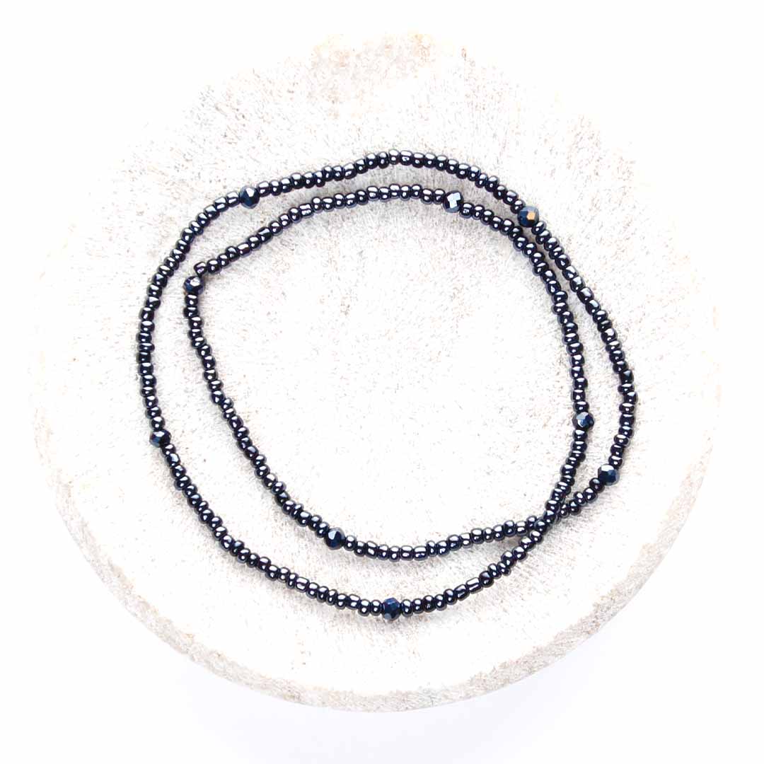 Slate Gray Beaded Anklet-1