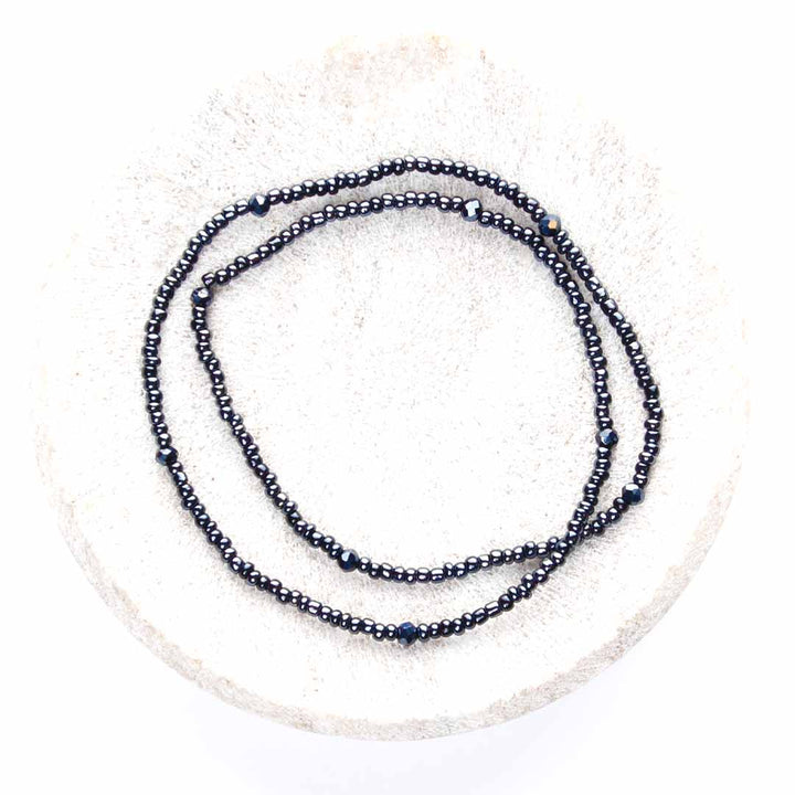 Slate Gray Beaded Anklet-1