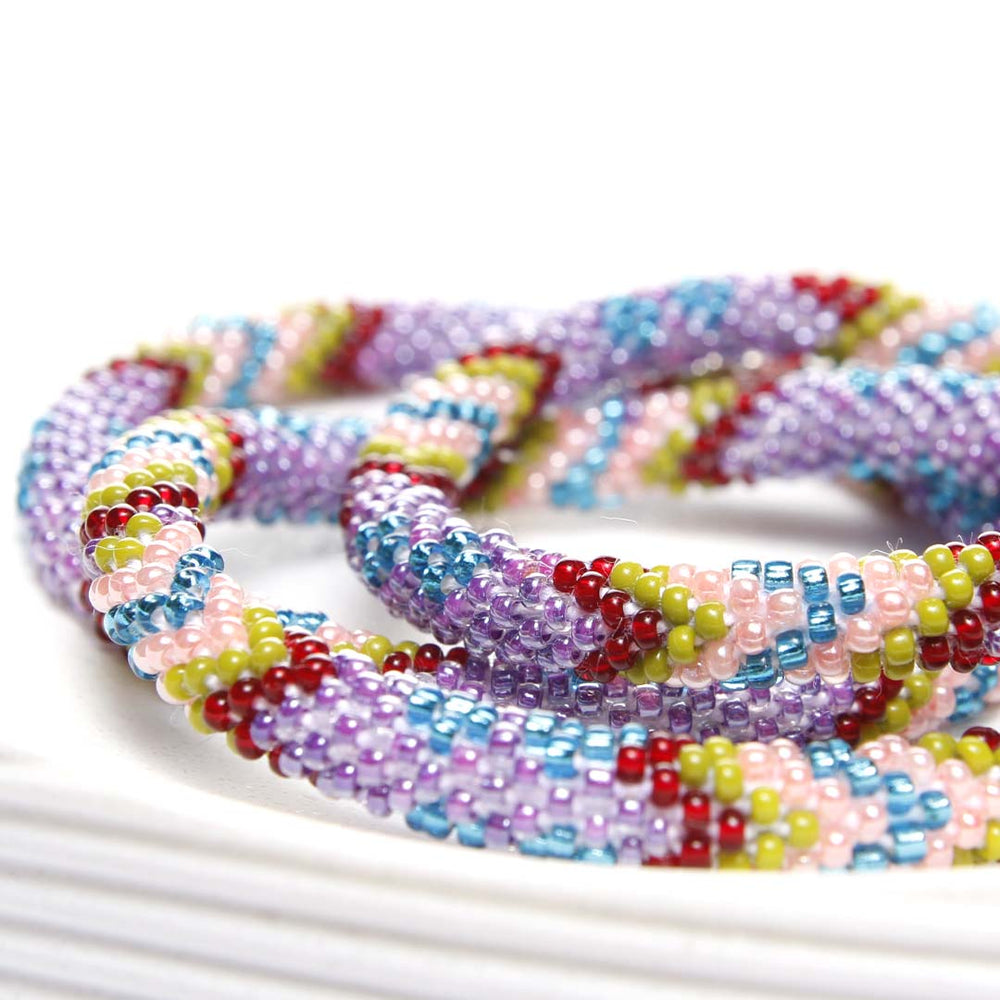 Southwest Lavender Crochet Beaded Bracelet-1 Side