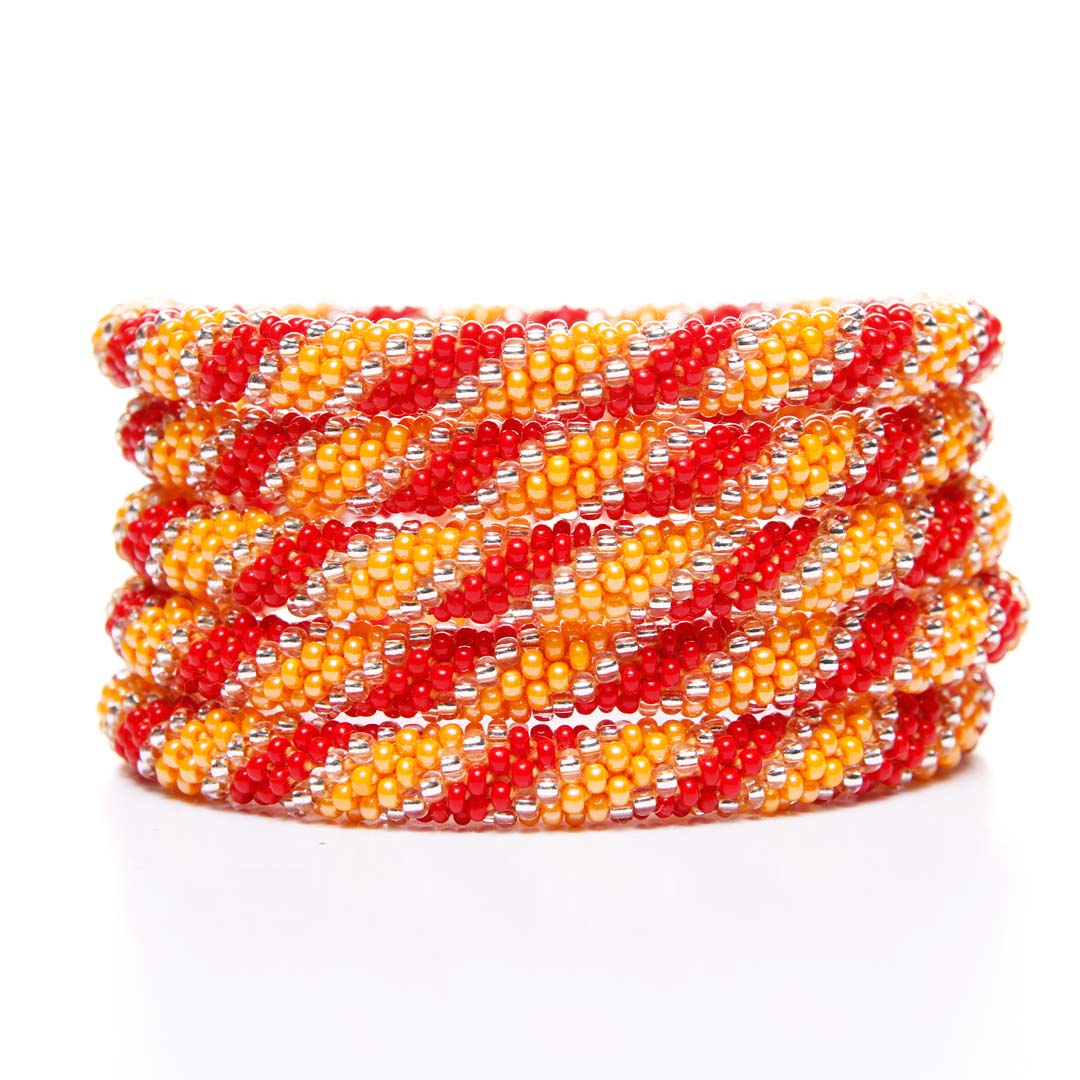 Sparkling Apple Orchard Twist Beaded Bracelet Stack