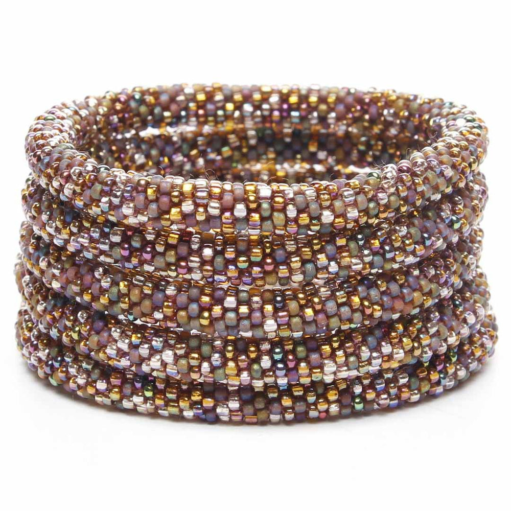 Sparkly Autumn Leaves Beaded Bracelet STack