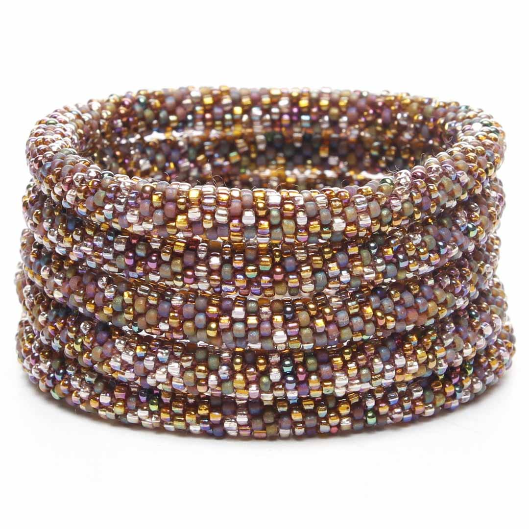 Sparkly Autumn Leaves Beaded Bracelet STack