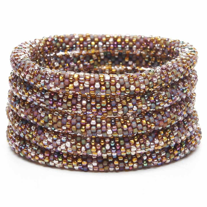 Sparkly Autumn Leaves Beaded Bracelet STack