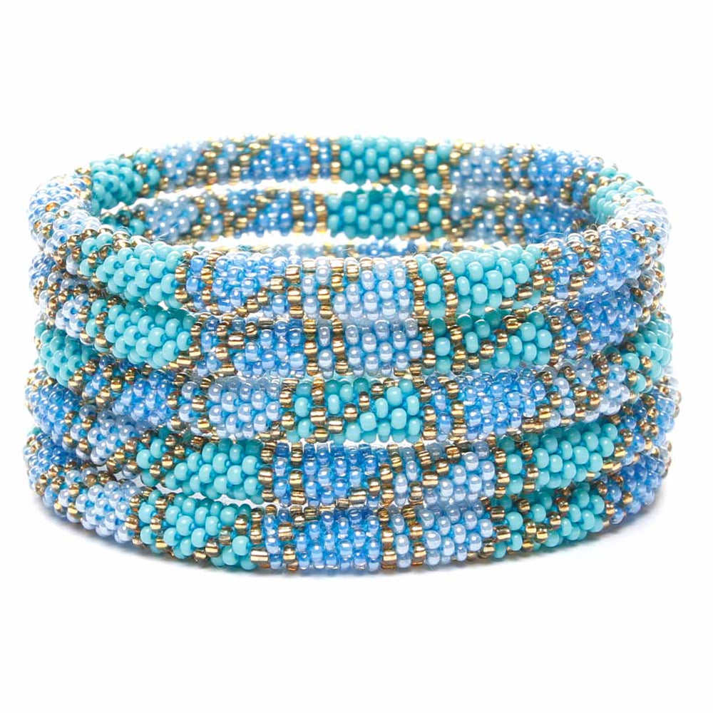 Sparkly Caribbean Gold Beaded Bracelet STack