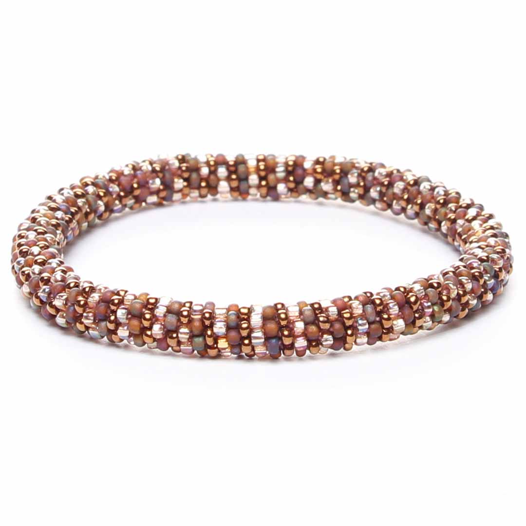 Sparkly Cocoa Stripe Beaded Bracelet
