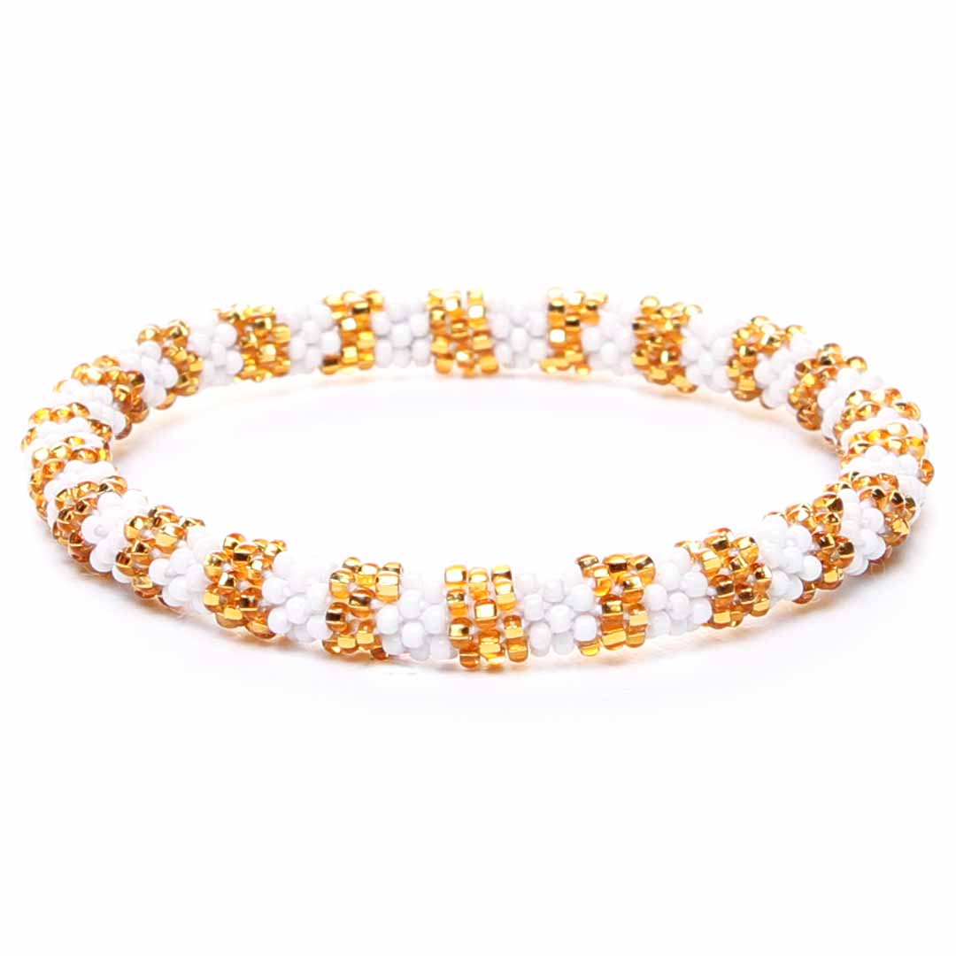 Sparkly Gold & Pearl Beaded Bracelet 