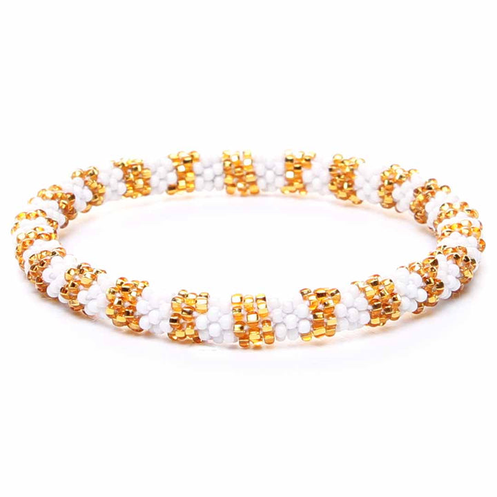 Sparkly Gold & Pearl Beaded Bracelet 