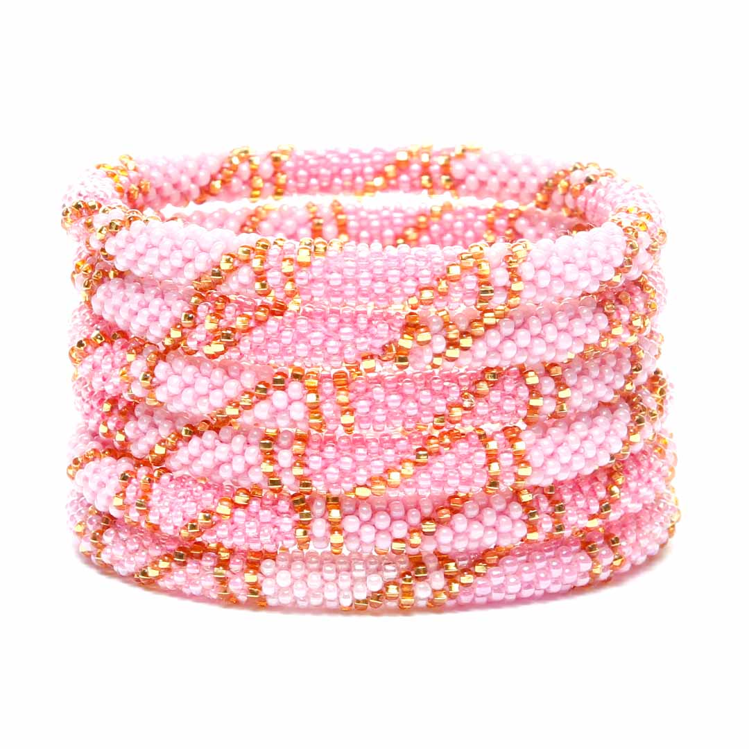 Sparkly Gold & Pink Beaded Bracelet