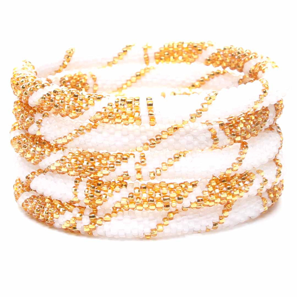 Sparkly Golden Frost Beaded Bracelet-1 Stack