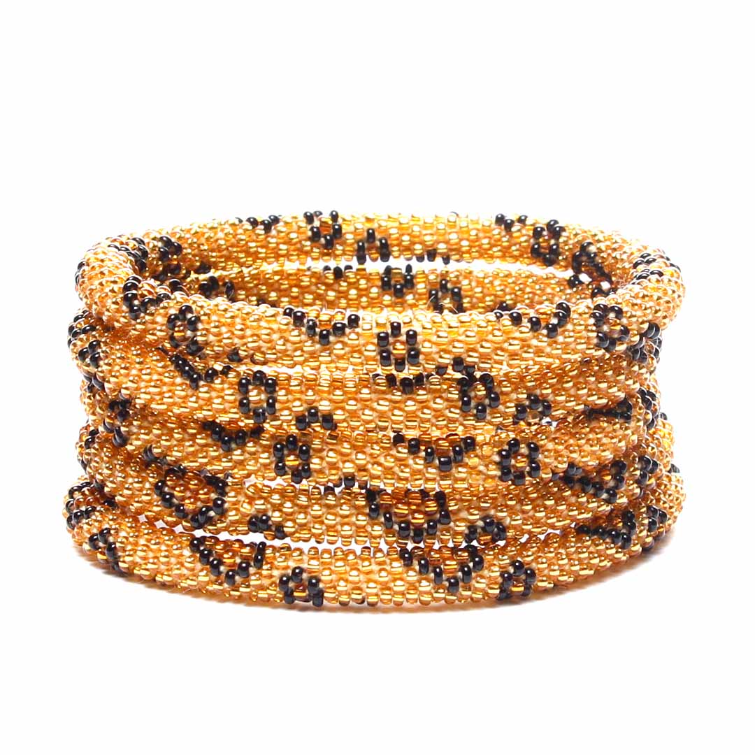 Sparkly Leopard Beaded Bracelet STack