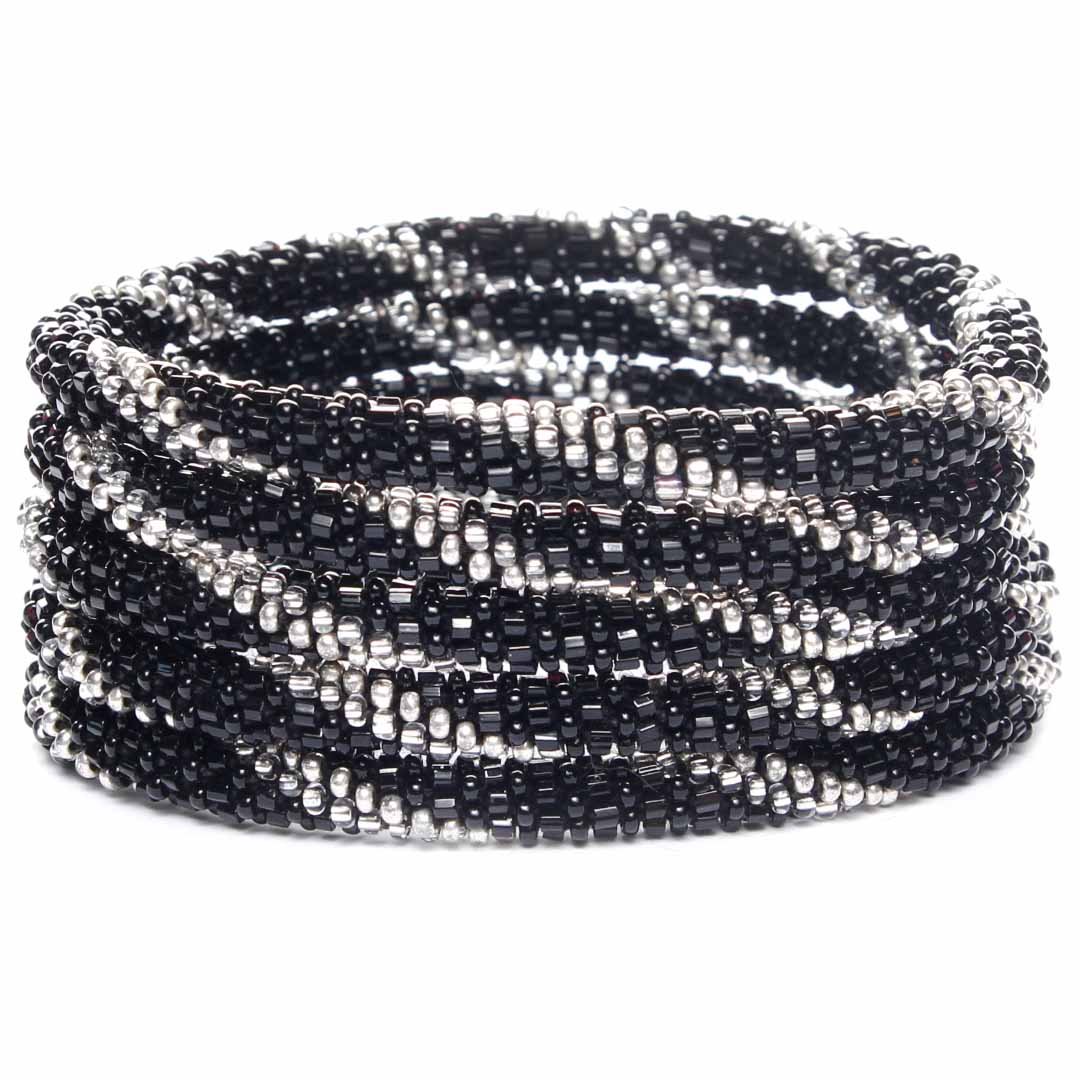 Sparkly Noir Twist Beaded Bracelet Stack