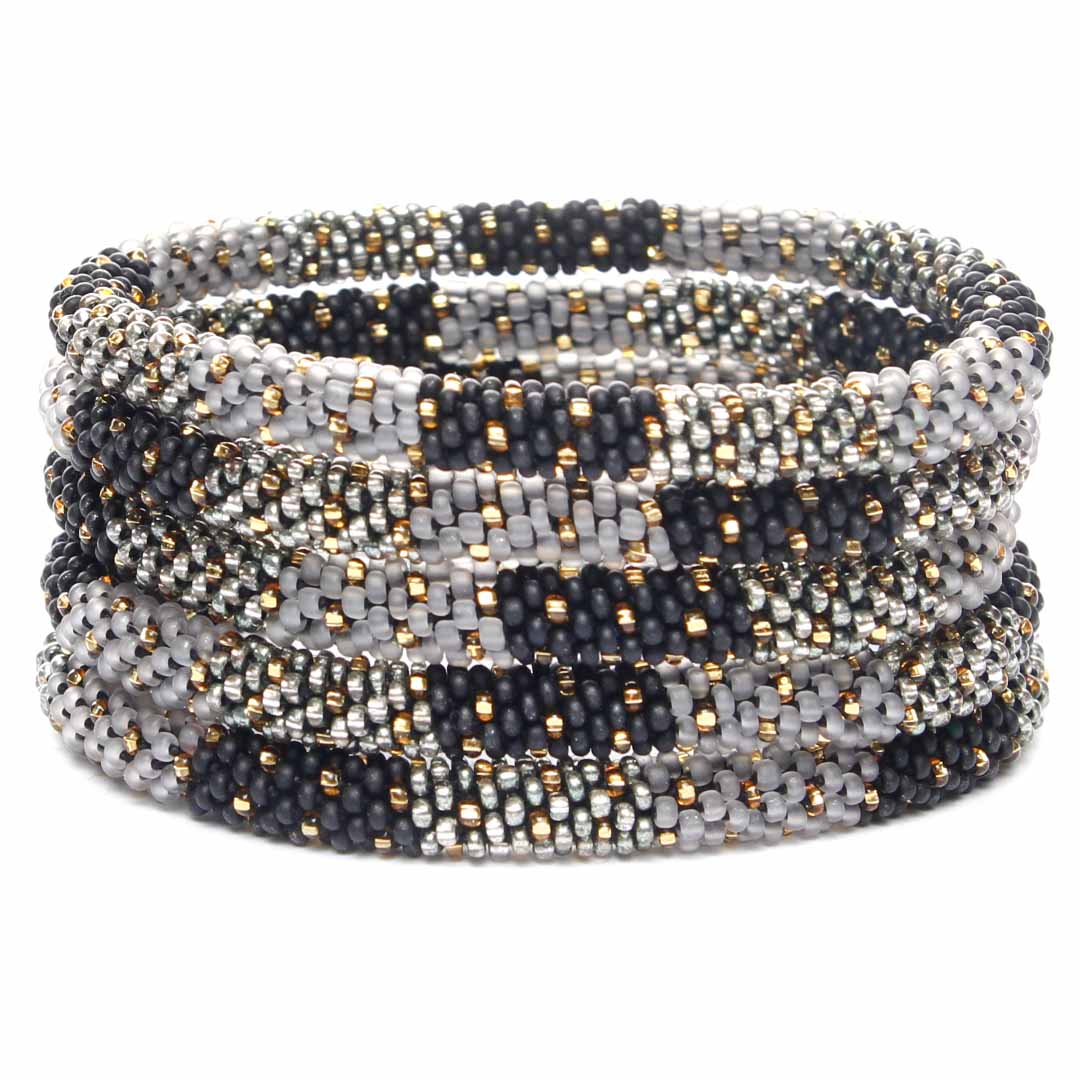 Sparkly Onyx Frost Beaded Bracelet Stack