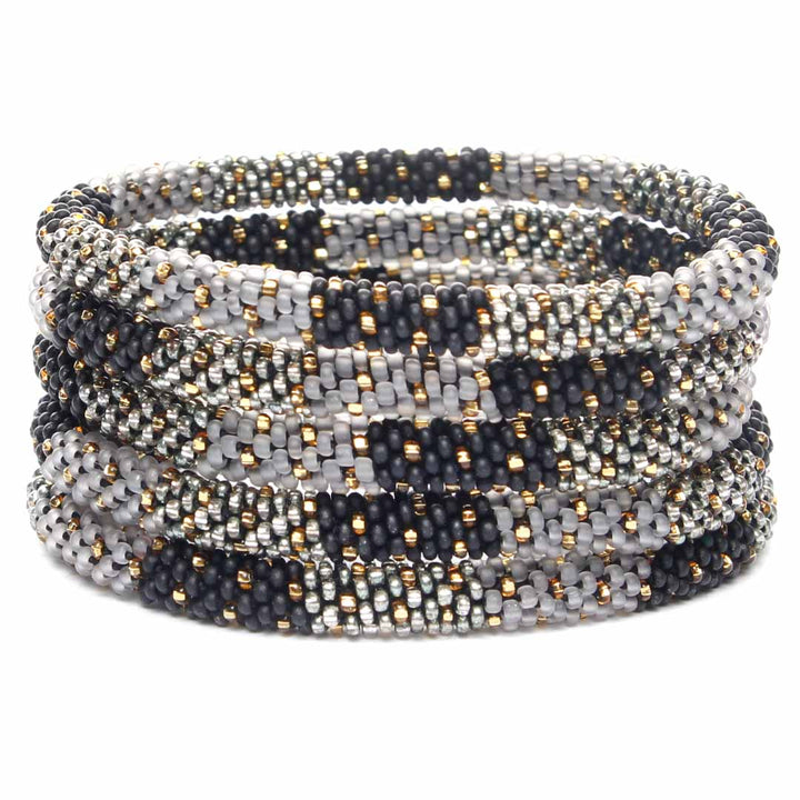 Sparkly Onyx Frost Beaded Bracelet Stack