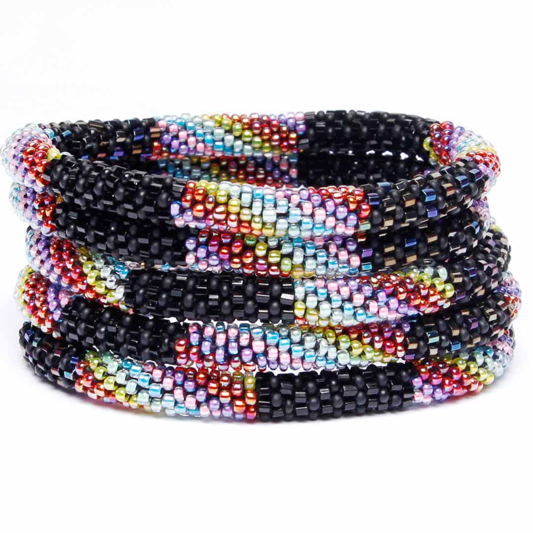 Sparkly Rainbow Noir Beaded Bracelet.