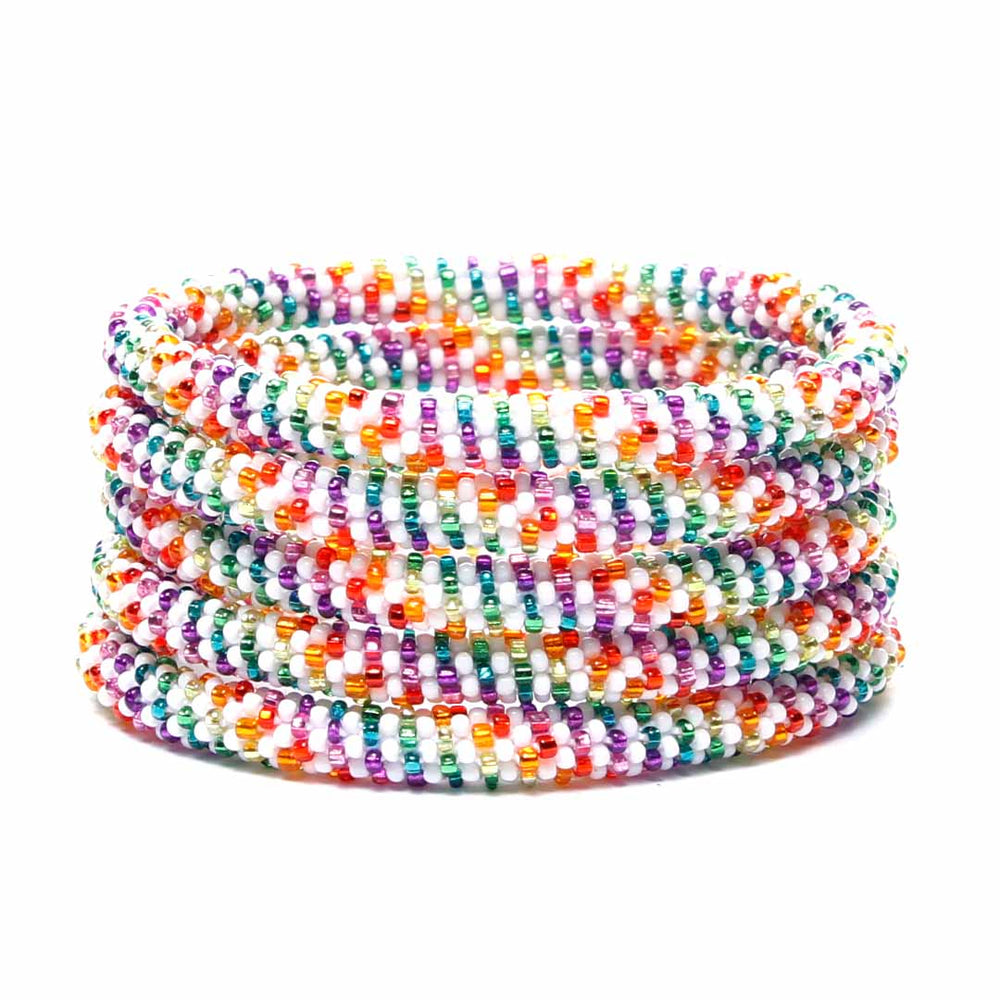 Sparkly Rainbow Stripe Beaded Bracelet-1 STack