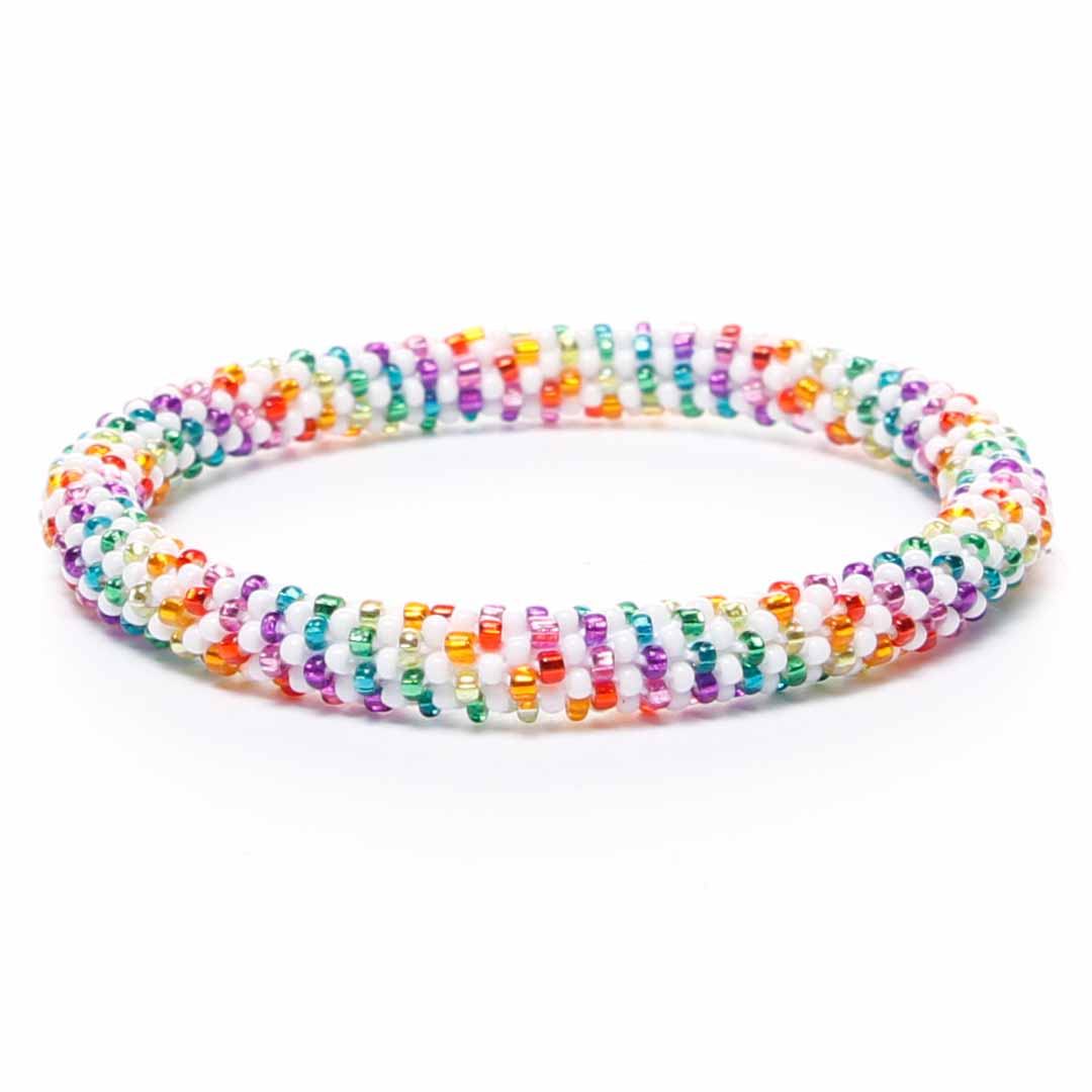 Sparkly Rainbow Stripe Beaded Bracelet-Front