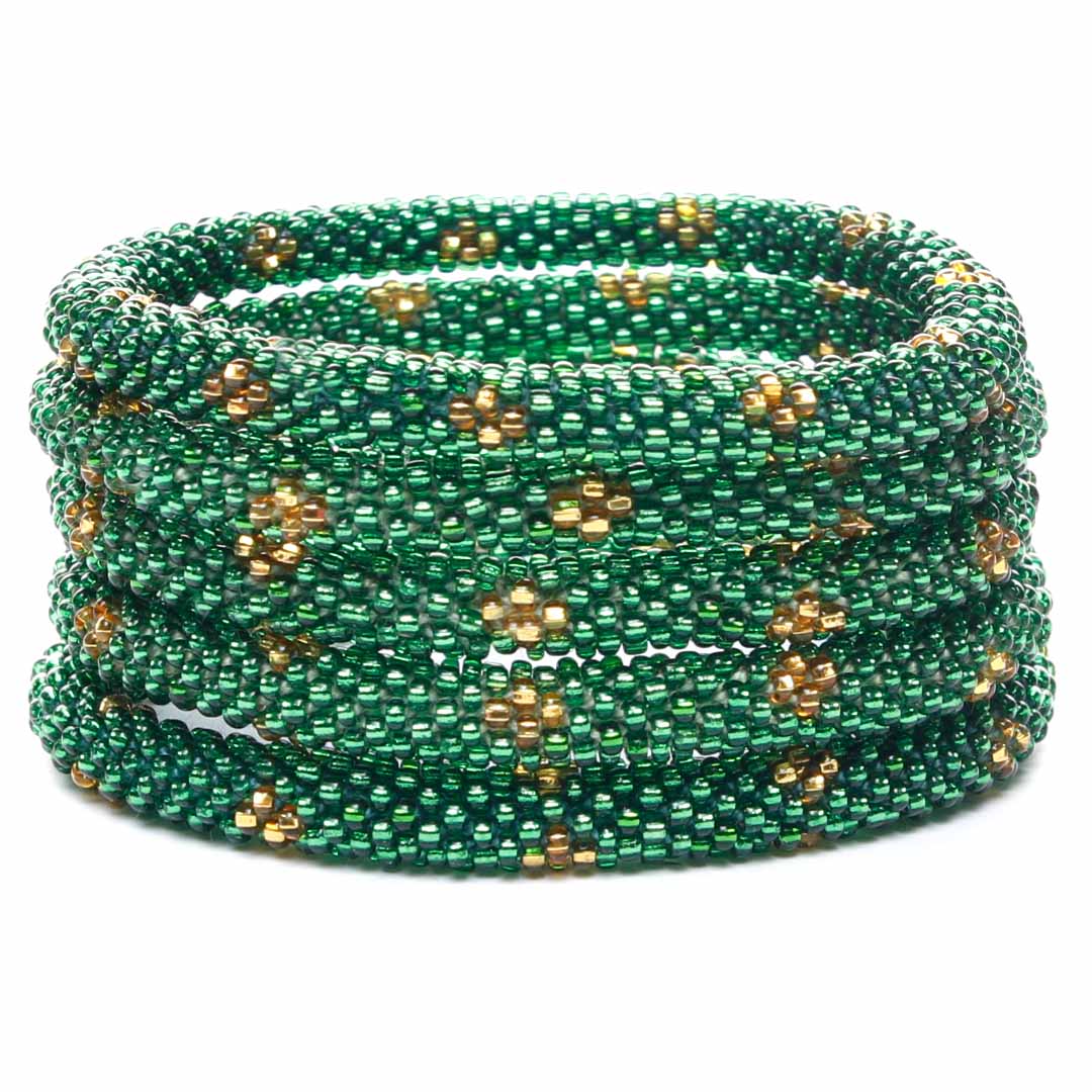 Sparkly Shamrock Gold Beaded Bracelet STack