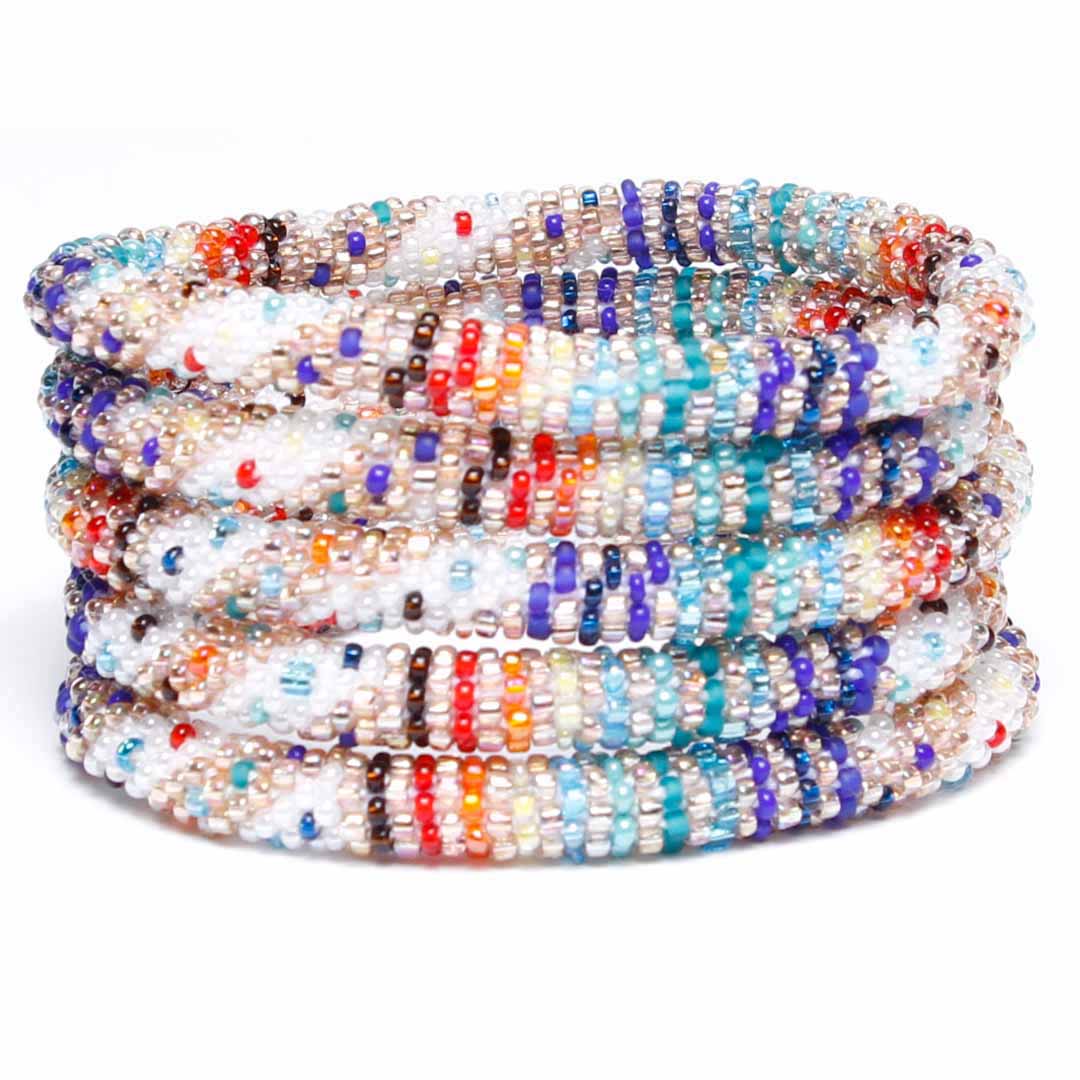 Sparkly Winter Carnival Stripe Beaded Bracelet-2