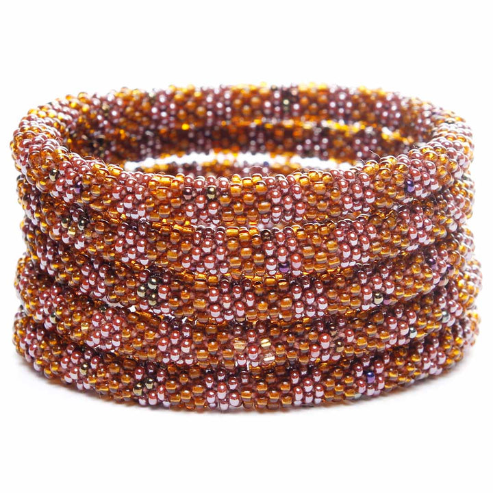 Spiced Chestnut Beaded Bracelet - Handmade Seed Bead Jewelry -Stack- Cana Capri