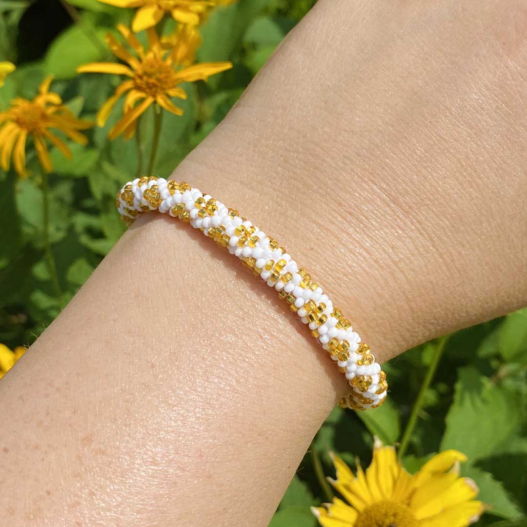 Sunflower Gold Cottage Beaded Bracelet-Garden