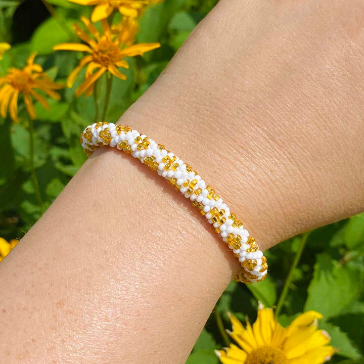 Sunflower Gold Cottage Beaded Bracelet-Garden