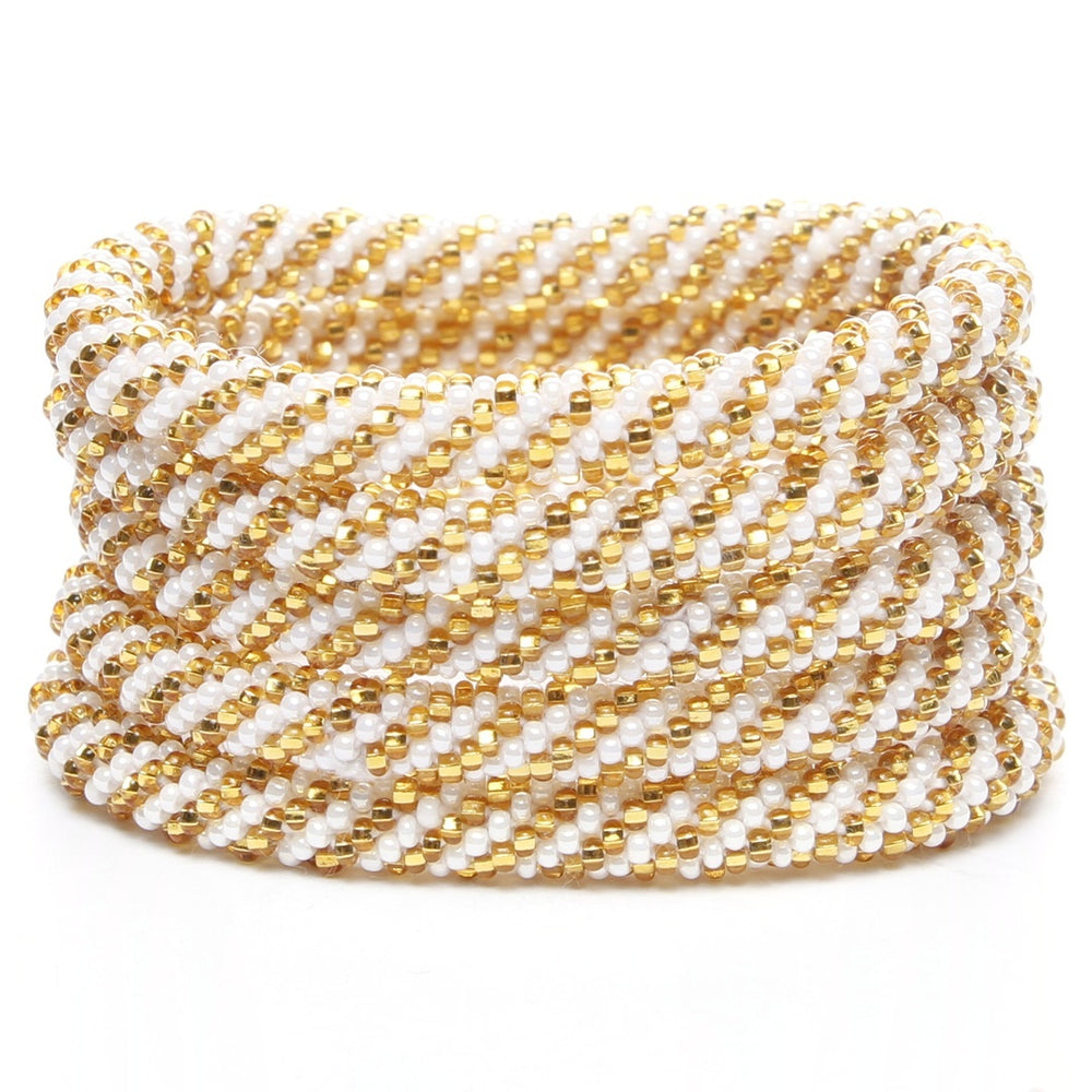 Sunflower Gold Twist Beaded Bracelet I Artisan Handmade Jewelry-Stack