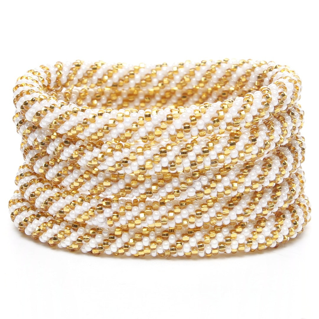 Sunflower Gold Twist Beaded Bracelet I Artisan Handmade Jewelry-Stack