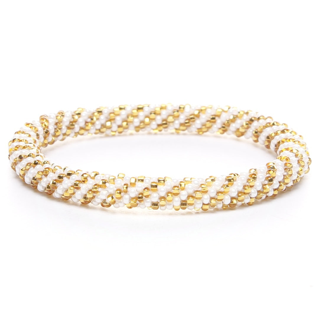 Sunflower Gold Twist Beaded Bracelet I Artisan Handmade Jewelry-Front