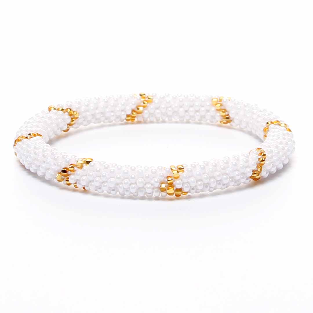 Sunflower Gold & Pearl Chevron Beaded Bracelet