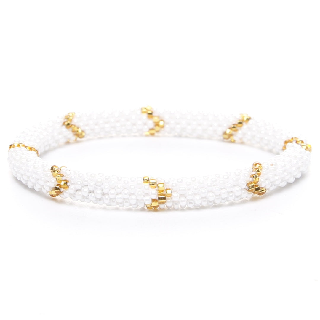 Sunflower Gold & Pearl Twist Beaded Bracelet