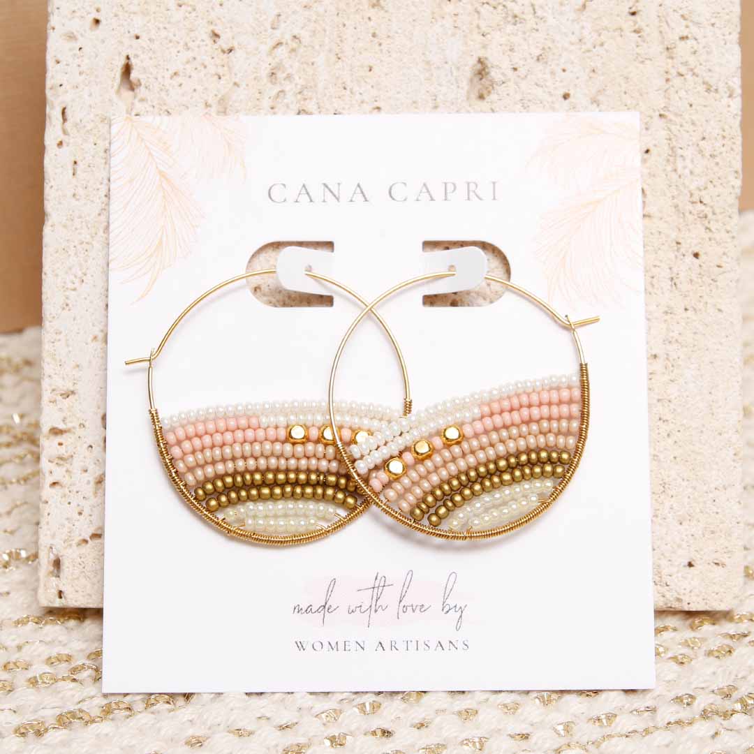 Sunrise Blush Beaded Hoop Earrings - Handmade Artisan Jewelry-Packaging
