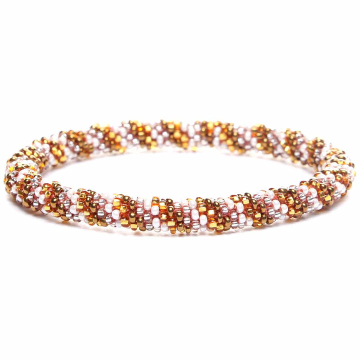 Sunset Pearl Twist Bracelet - Seed Bead Jewelry Front - Cana Capri