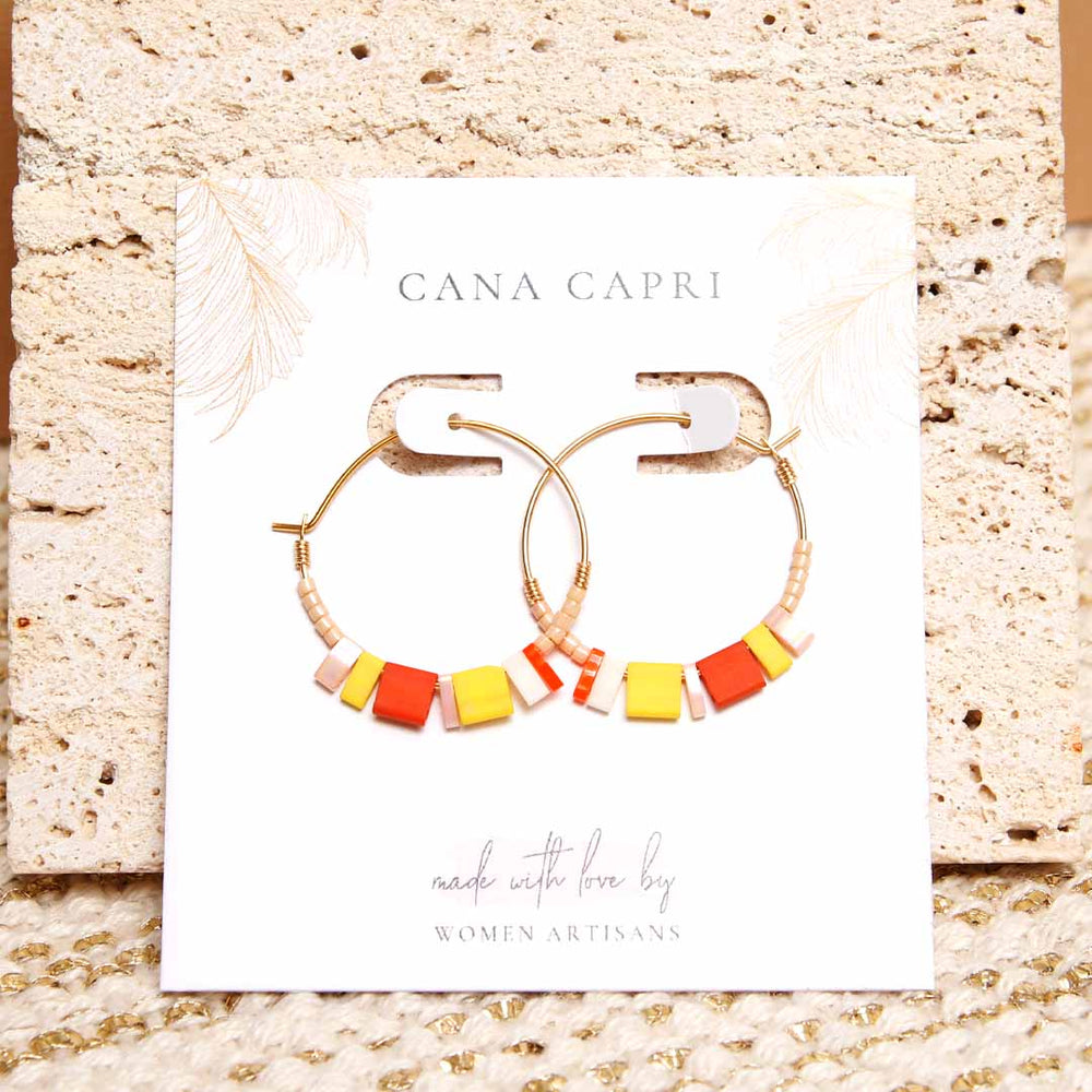 Sunset Petal Dainty Beaded Hoop Earrings - Handmade Artisan Jewelry-packaging