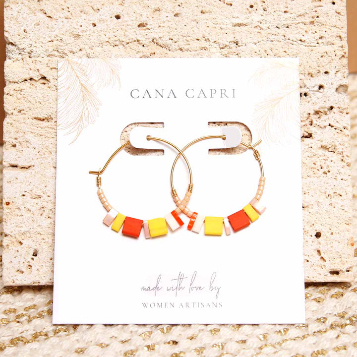 Sunset Petal Dainty Beaded Hoop Earrings - Handmade Artisan Jewelry-packaging