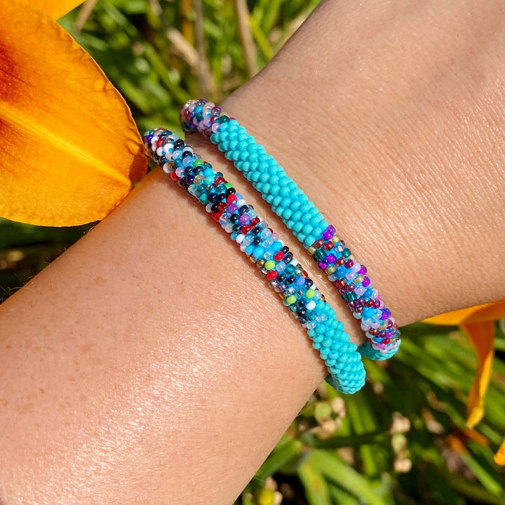Turquoise Sprinkle Stripe - 7"