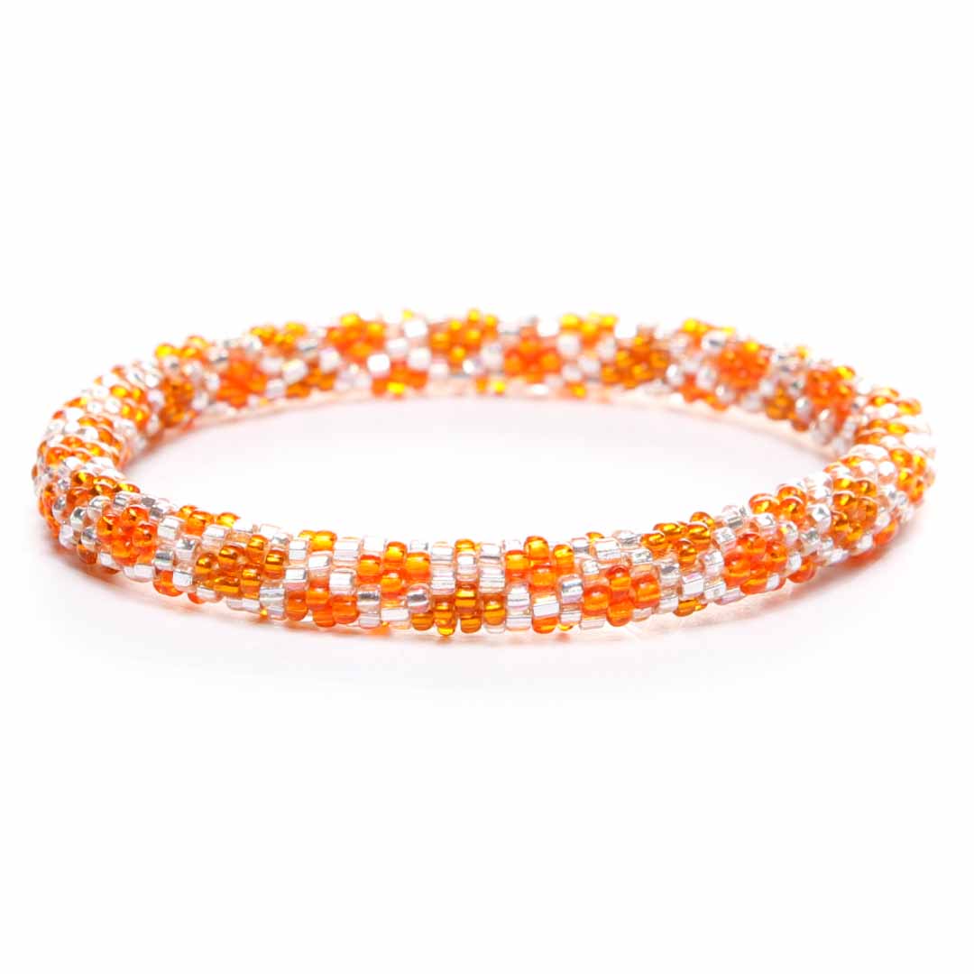 Tangerine Shimmer Bracelet - Seed Bead Jewelry Close Up - Cana Capri